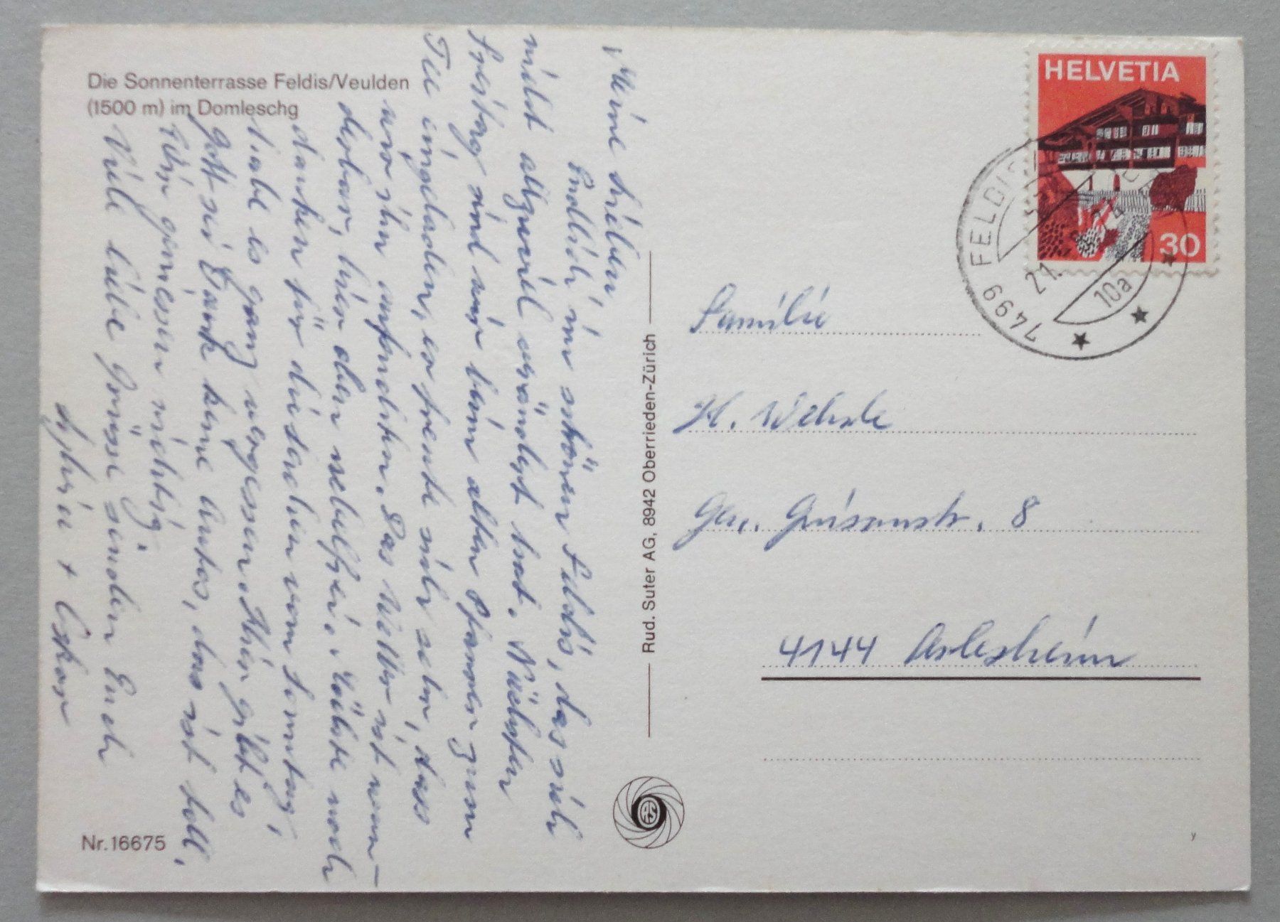 Cartoline postali: Die Sonnenterrasse Feldis/Veulden im Domleschg – Usato da Fétigny venduto da Billy2miny 1