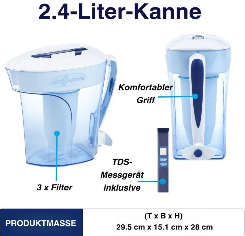 Sanitär: Culligan ZeroWater Wasserfilter Kombi-Set, 2,4 L + 3 Filter – Neu und originalverpackt aus Neuhaus SG von LENZ30 2