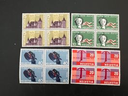 CH  1958  No. 334-337  4er Block  Erstag gest.   (5765)