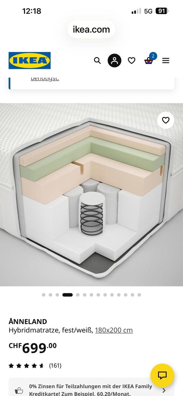 Ikea Letti: Boxspringbett 180x200 - Neuwertig – Usato da Rifferswil venduto da Calipso 8