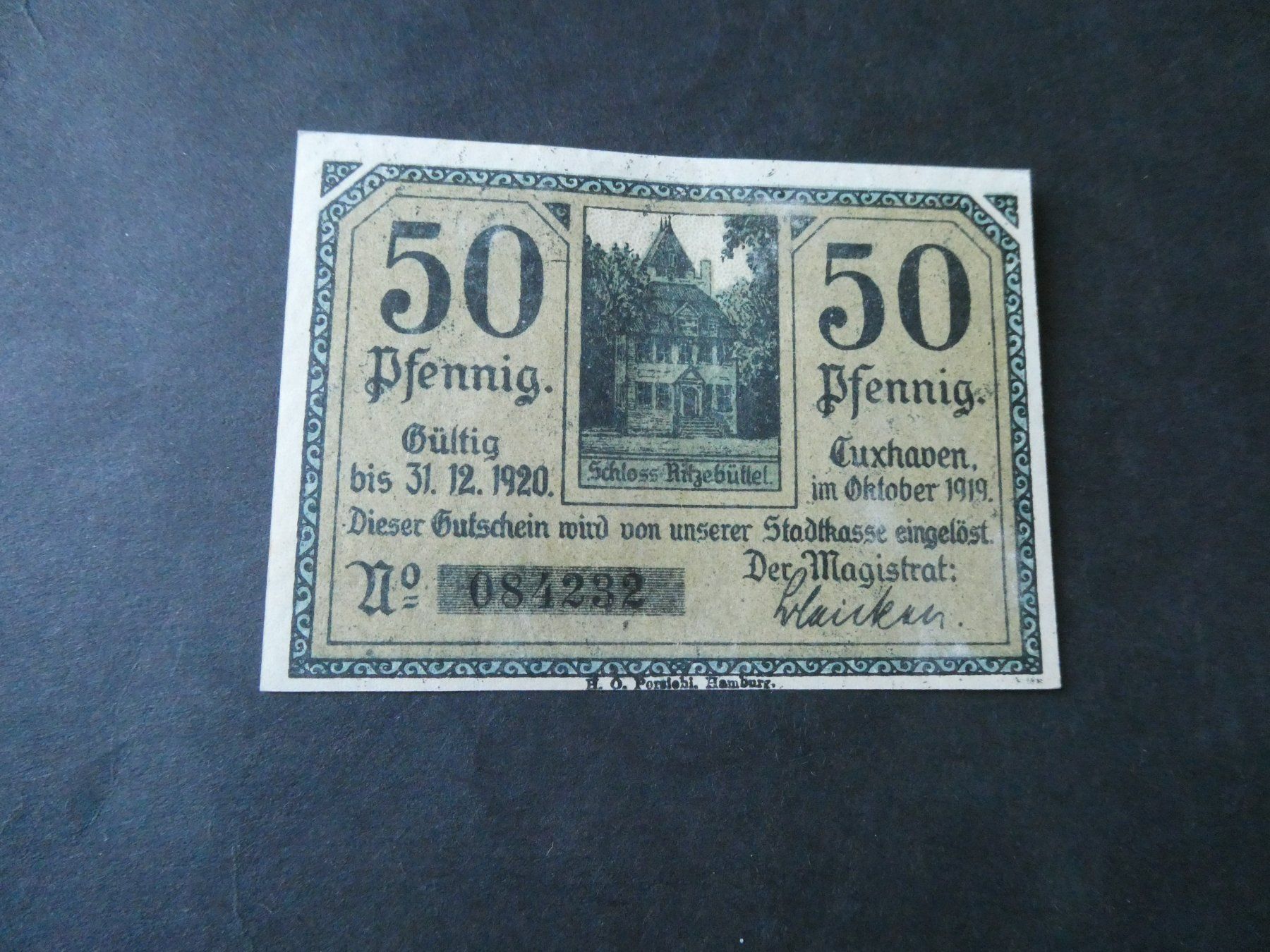 Banknoten: Dt. Reich, Cuxhaven  - Notgeldschein – Gebraucht aus Hinterforst von rohusri