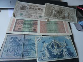 Dt. Reich, Konvolut alte Reichsbanknoten