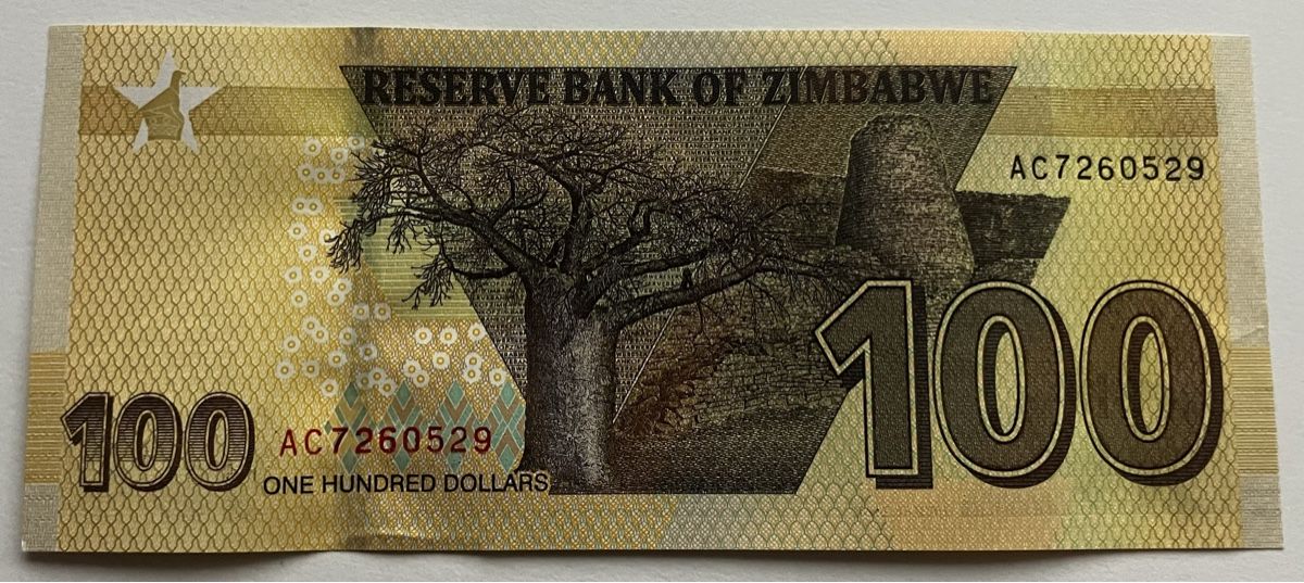 Banknoten: Zimbabwe 100 Dollars 2020 Neuwertig – Neu (gemäss Beschreibung) aus Algetshausen von Carrhard 1