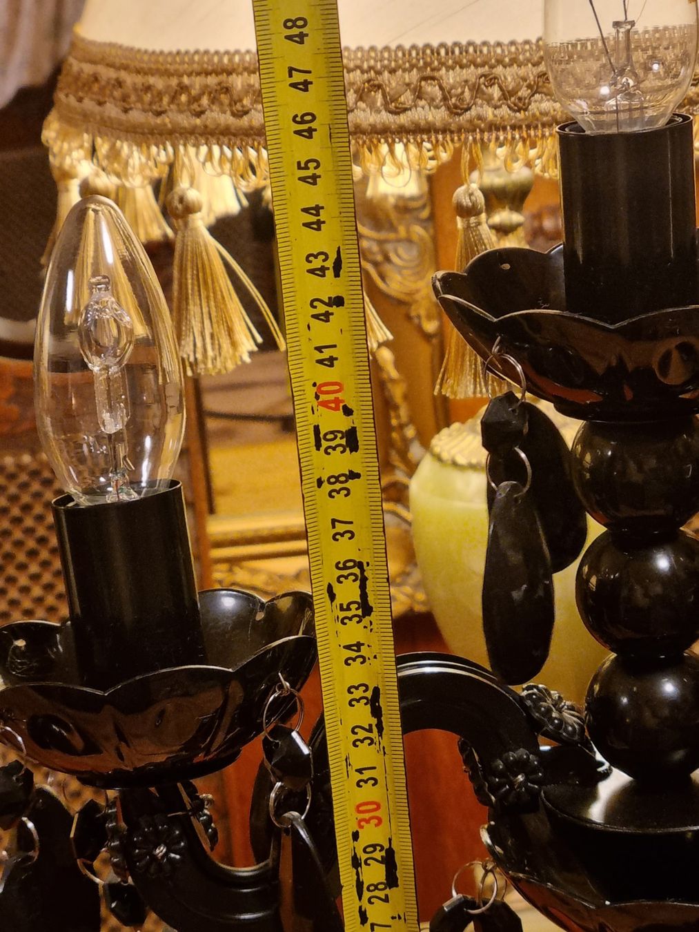 Lampen: Barock Tischlampe 3-arm Schwarz Glasfuß – Gebraucht aus Scharnachtal von devin03 7