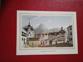 AK Kunst Schwyz um 1830 Hauptplatz mit Mythen