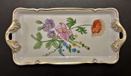Schale Porzellan Langenthal 1974 Déco handgemalt Blumen Gold
