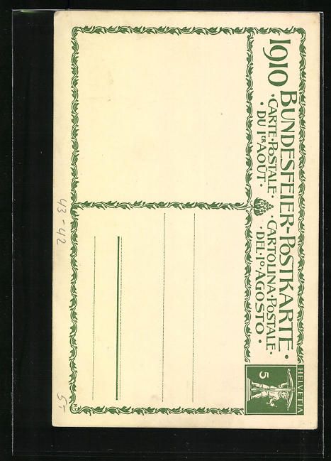 Ansichtskarten: Schweizer Bundesfeier 1910, Die Wächter – Gebraucht aus Berlin von bartko-reher 1
