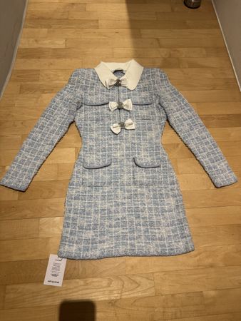 Self-Portrait Mini Dress Blau Kariert Gr. S