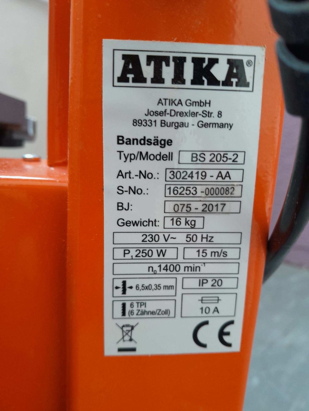 Alle Maschinen: Bandsäge ATIKA – Gebraucht aus Biel/Bienne von Fischera 4