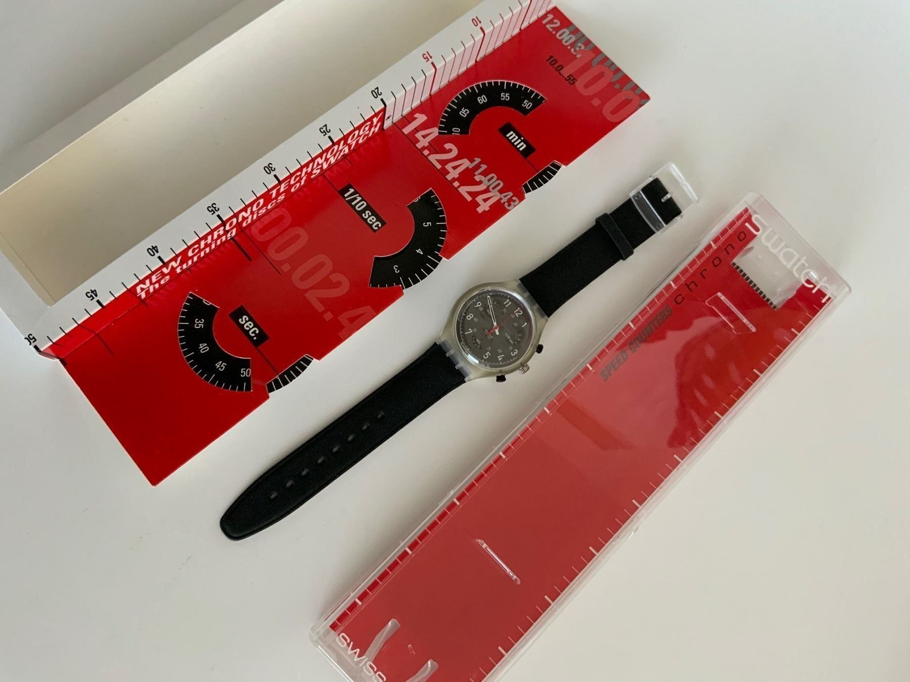 Swatch Orologi: SPEED COUNTERS Swatch CHRONO ungetragen - VINTAGE – Nuovo e nell'imballaggio originale da Wettswil venduto da rotonda 5