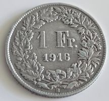 1 Franken 1916 Münze HELVETIA guter Zustand
