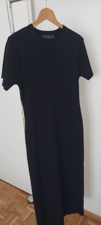 Rippstrick Kleid Schwarz Gr. 48, Maxi-Kleid,  In The Style