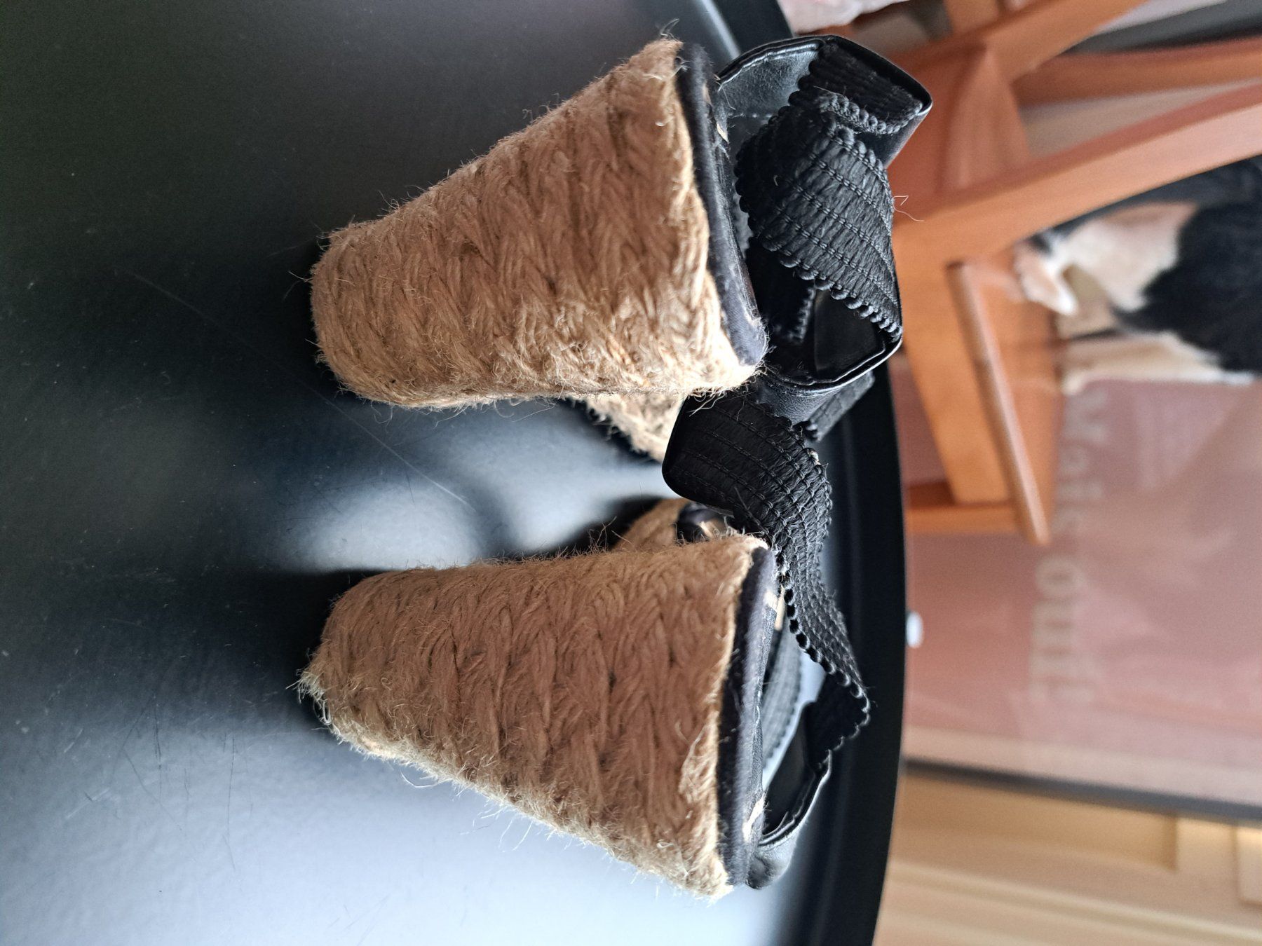 Scarpe da donna: Espadrilles compensées noir cuir élastique t. 38 Casteller – Usato da Genève venduto da elo_t28p 2