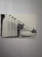 Vintage postcard kitten bottles monochrome black white graph