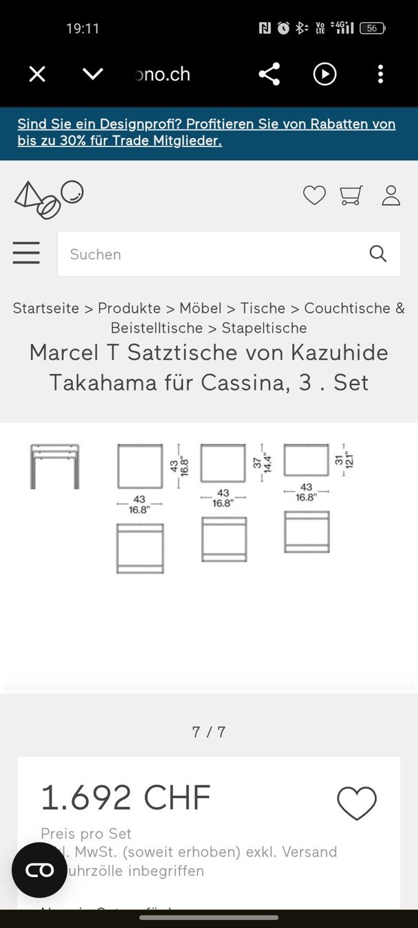 Cassina Tavoli: Cassina Marcel T Satztisch 3er Set Design – Usato da Winterthur venduto da style-and-design.zrh 9
