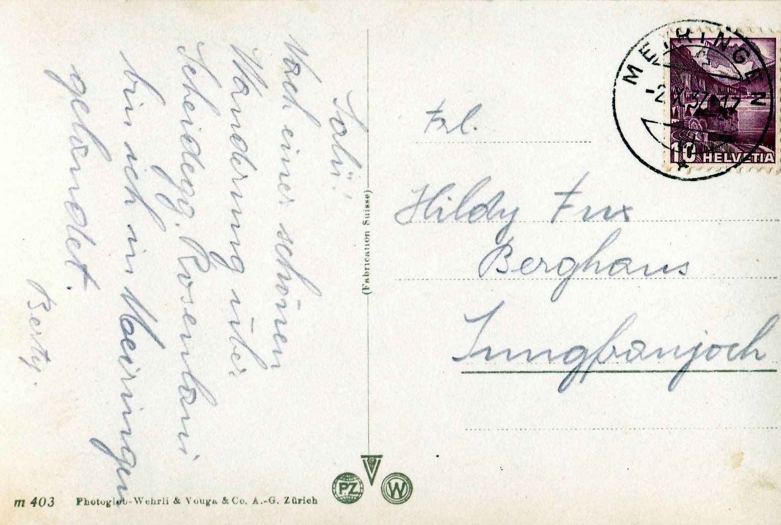 Ansichtskarten: Alte Ansichtskarte "Reichenbachfall" – Gebraucht aus Neuenhof von Wanton 1