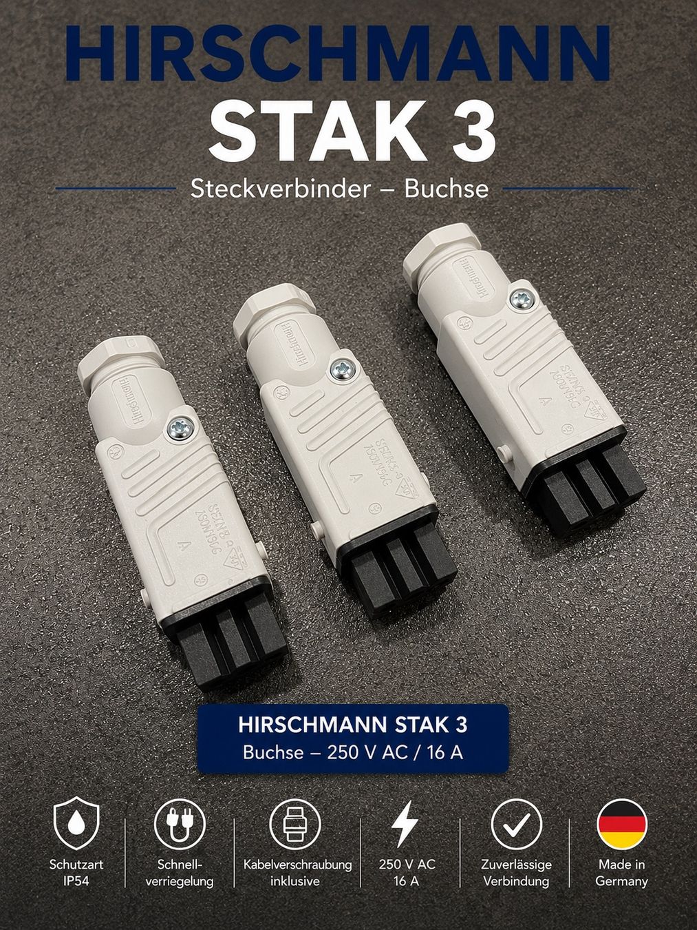 Marquises: Hirschmann Stecker Stak 3 absolute Neuware Storen – Neuf avec emballage d'origine à Zürich par Shalashaska