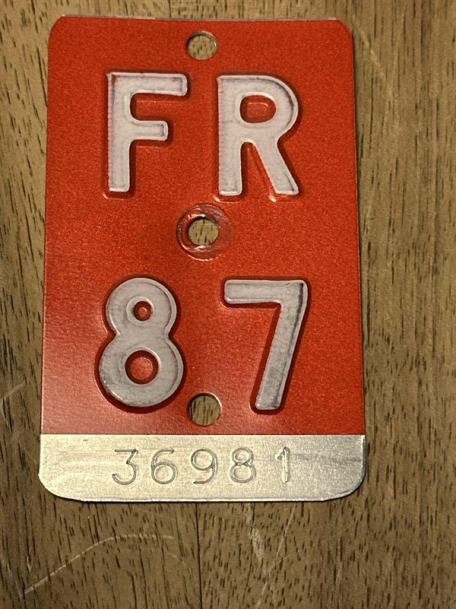 Schilder: Velo Plakette FR 87 – Gebraucht aus Thalwil von mabara42