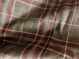Très beau tissu tartan - tons vert olive - bordeaux