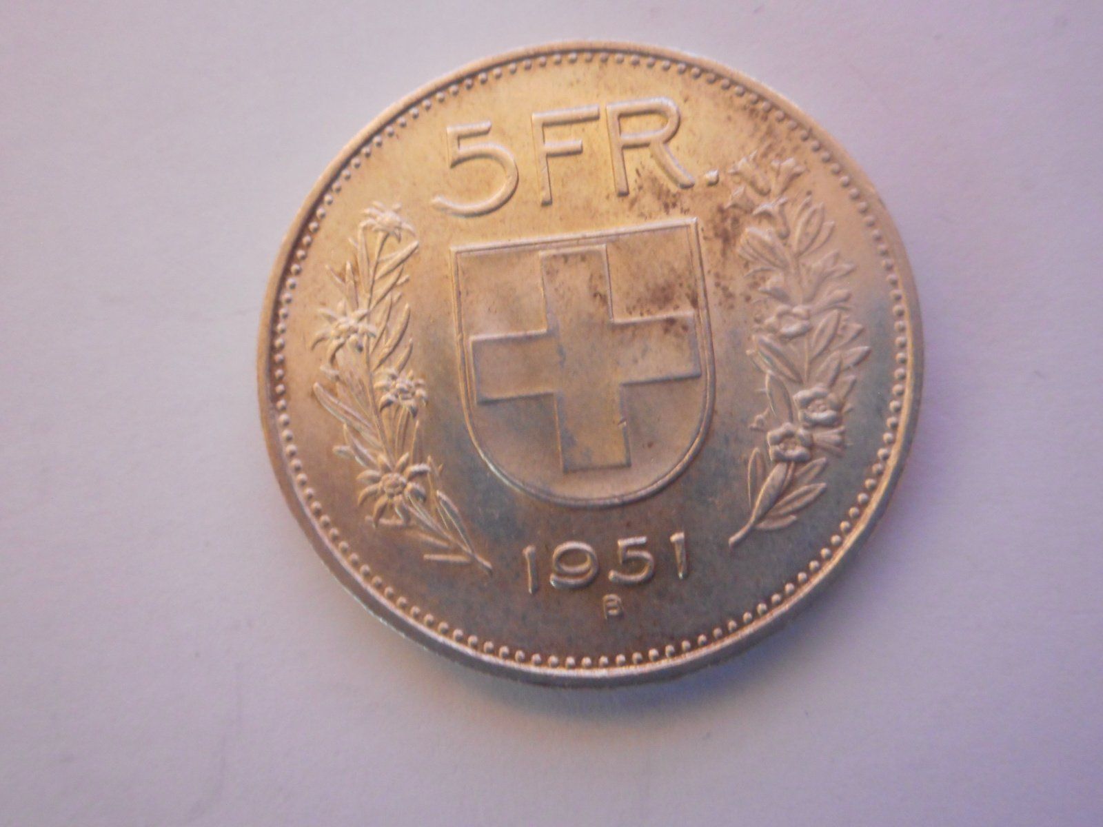 Tutti le monete: 5 Fr. 1951 silber  vorz – Usato da Kriegstetten venduto da pizlad2010 1