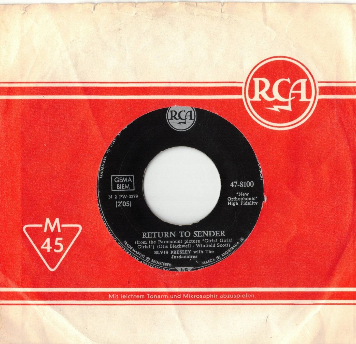 Dischi in vinile: Elvis Presley  -- Return to Sender   Single7 – Usato da Oberwil (Dägerlen) venduto da thealbum