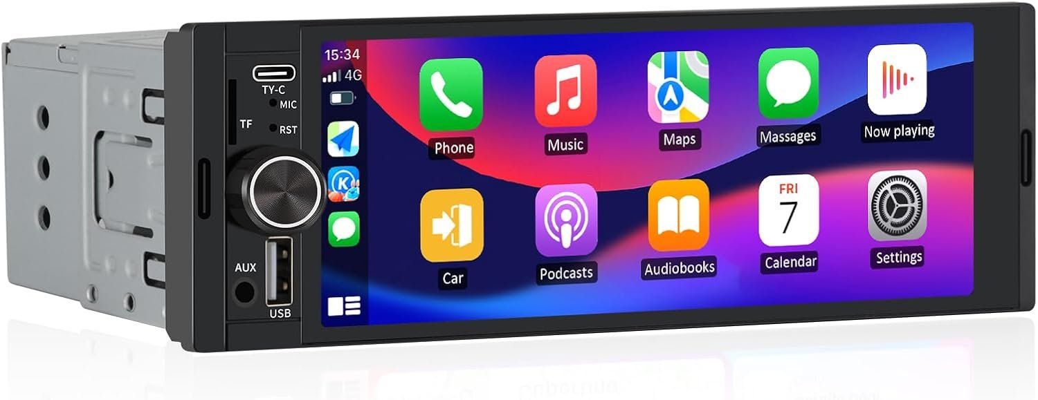 Radio: Junsun 1 DIN Autoradio CarPlay Android Auto – Nuovo e nell'imballaggio originale da Suhr venduto da SchnapperCH