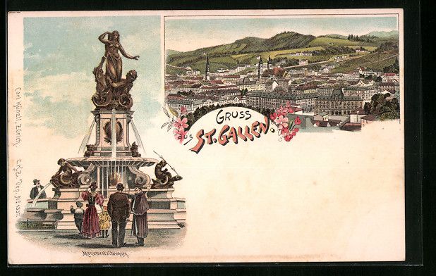 Ansichtskarten: Litho St. Gallen, Teilansicht, Monumenta – Gebraucht aus Berlin von bartko-reher