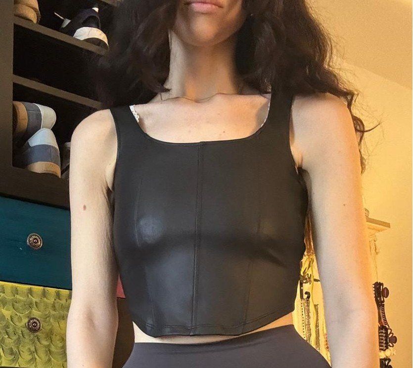H&M Top: Schickes Leder Top, Schwarz, Grösse S – Usato da Bülach venduto da reaos 2