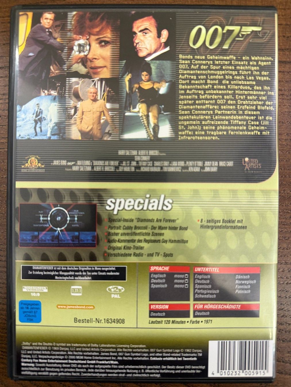 Tutti i DVDs: 007 Diamantenfieber – Usato da Zürich venduto da FilmFreunde 1