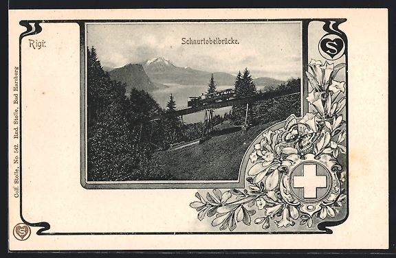 Cartoline postali: AK Rigi, Schnurtobelbrücke mit Bergbahn – Usato da Berlin venduto da bartko-reher