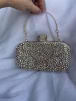 Elegante Clutch mit Strass-Steinen, Goldfarben, neuwertig