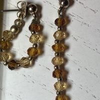 Dangle Earrings with Amber Colored Beads and Metal