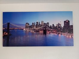 Manhattan Skyline Canvas Print, 100 x 50 cm, Leinwandbild