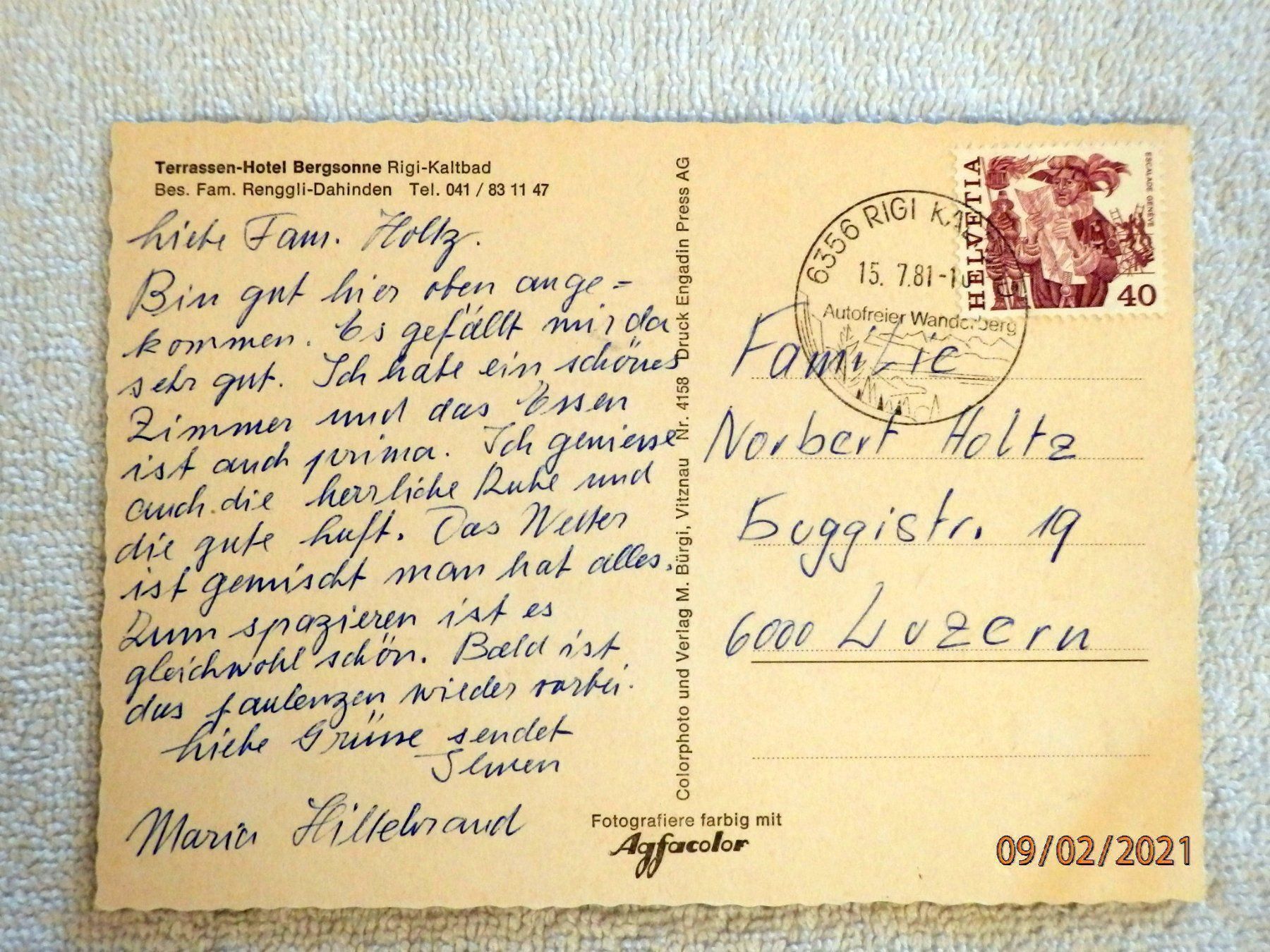 Cartes postales: AK, Hotel Bergsonne, Rigi-Kaltbad – D'occasion à Ueberstorf par dinbau 5
