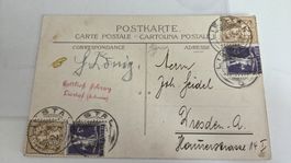 1910 Mischfrankatur Ziffer/ Tellbub 2x 3Rp.Typ 1
