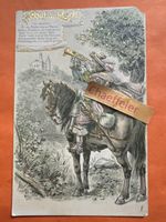Alte Postkarte, Reiter mit Trompete, Anfang 1900 Jhd.