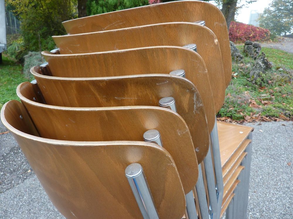 6 Stühle Holzstühle Stapelstühle Seminarstühle stapelbar 10