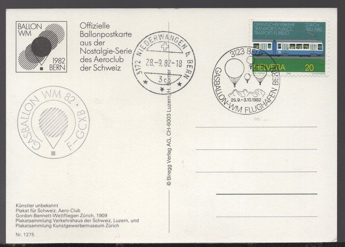 Alle Briefmarken: Flugpost Ballon Schweiz 1982 BELP Luftpost – Gebraucht aus Aarau von kufi44 1