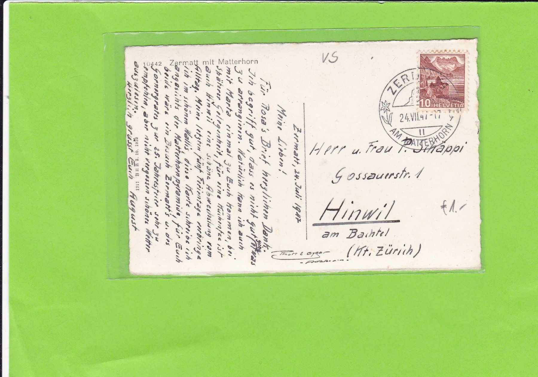 Cartoline postali: Zermatt – Usato da St. Peterzell venduto da neckertal 1