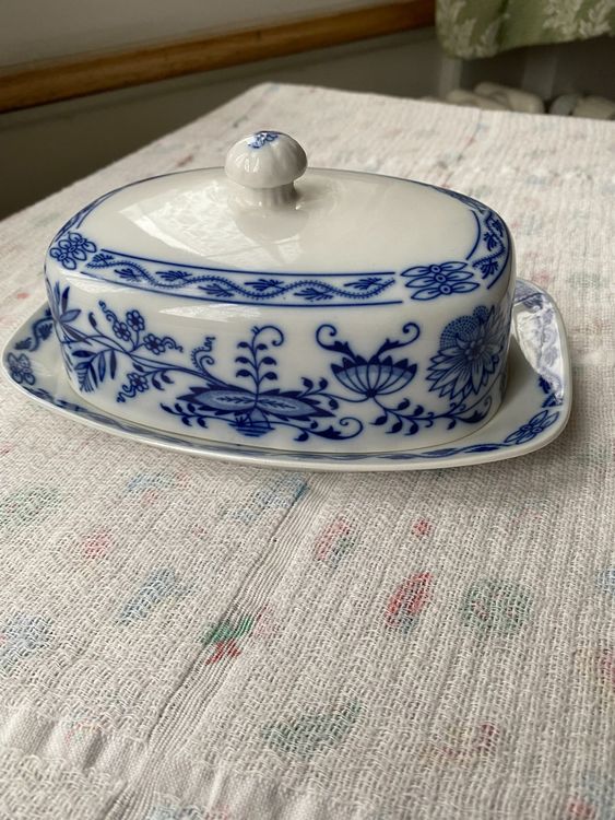 LOVECASA Butterdose Porzellan Mit Kühlung - 180ml Butterbehälter Weiß-Gold