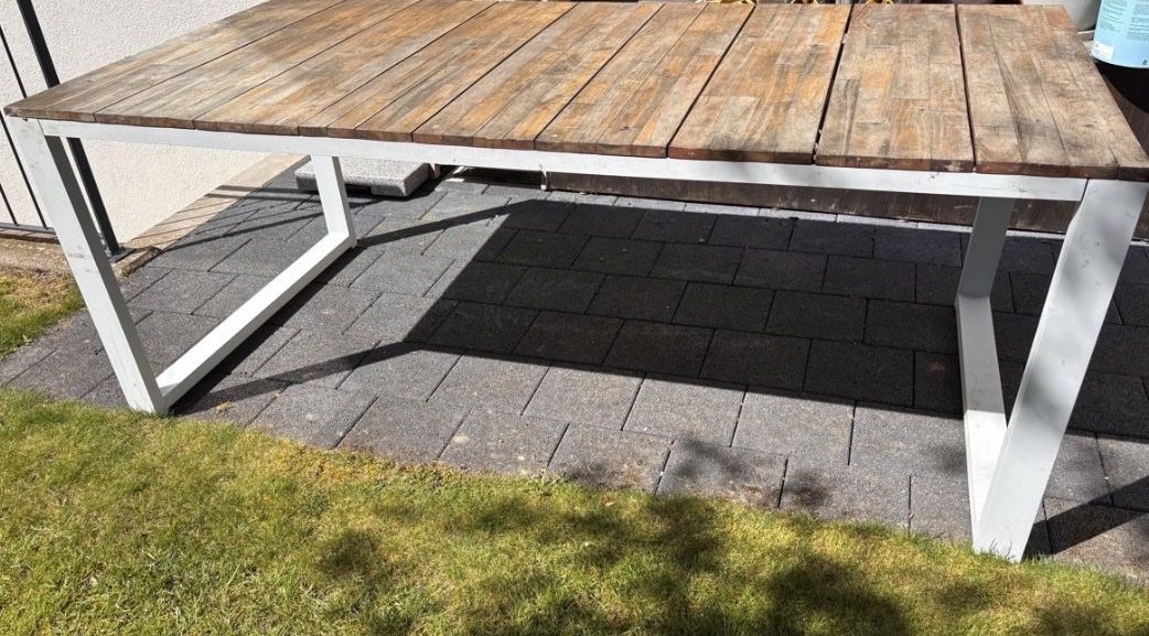 Tische: Gartentisch aus Holz mit Stahlgestell, 200 x 100 cm – Gebraucht aus Heimenhausen von Bufnof 2