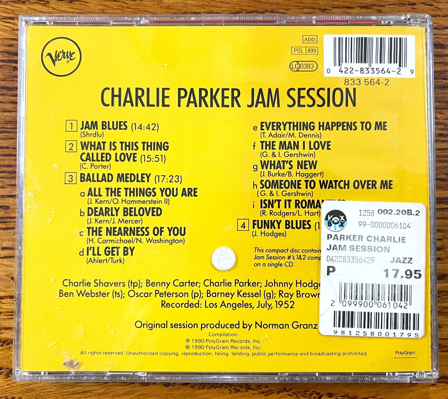 CD: Charlie Parker Jam Session CD – Usato da Oftringen venduto da Vucki 1
