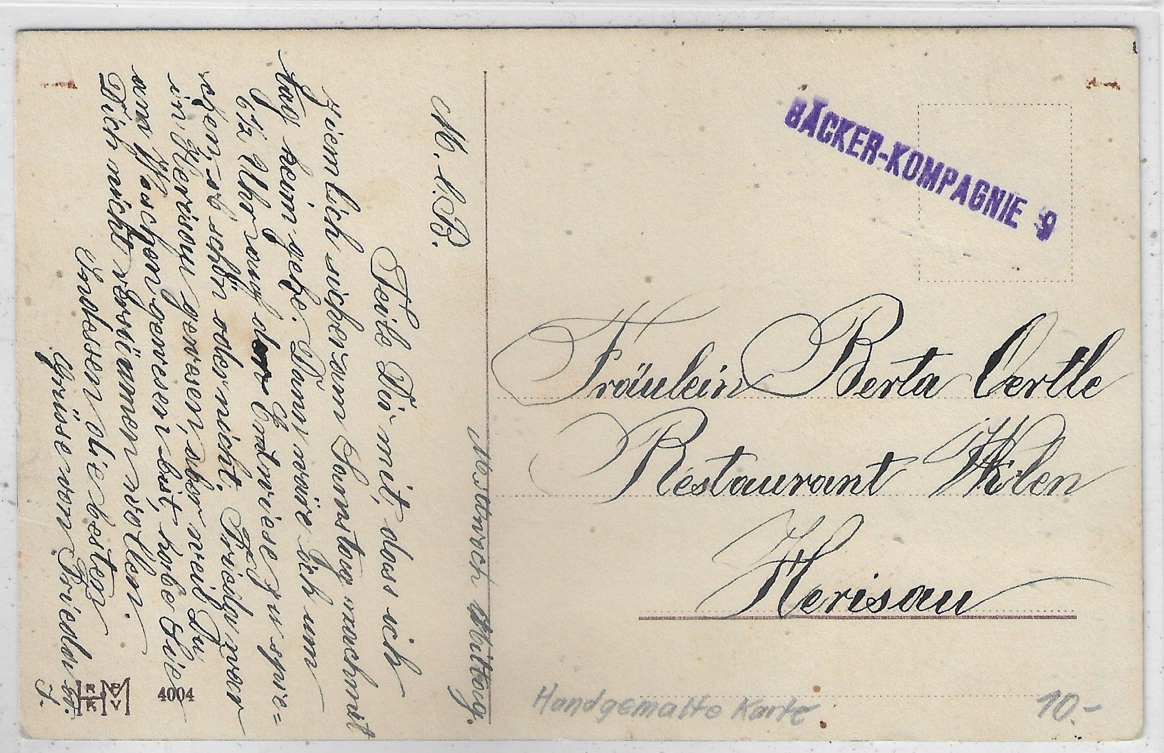 Cartoline postali: Bäcker-Kompagnie 9 - Handgemaltes Bild – Usato da Ettingen venduto da Kartenplanet 1
