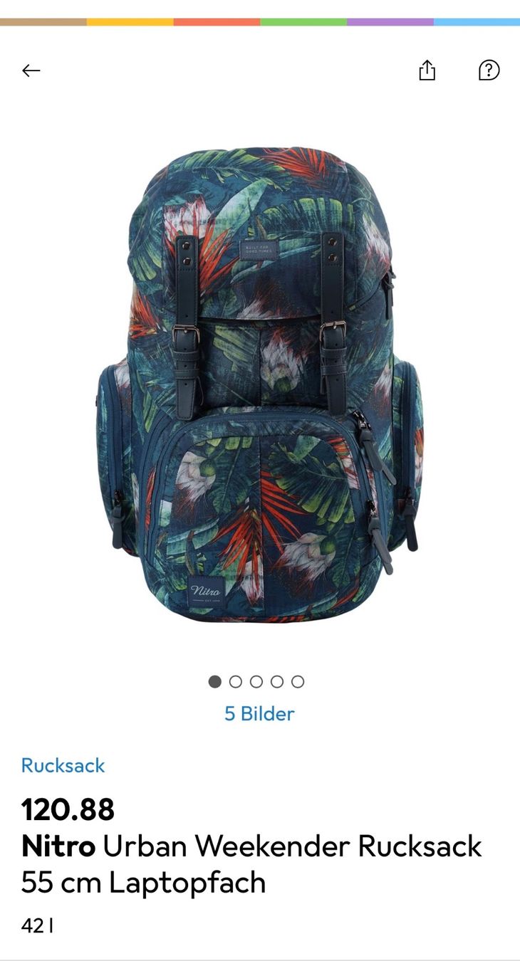 Zaini: NEU NITRO Weekender Rucksack – Nuovo e nell'imballaggio originale da Uzwil venduto da Calla03 5