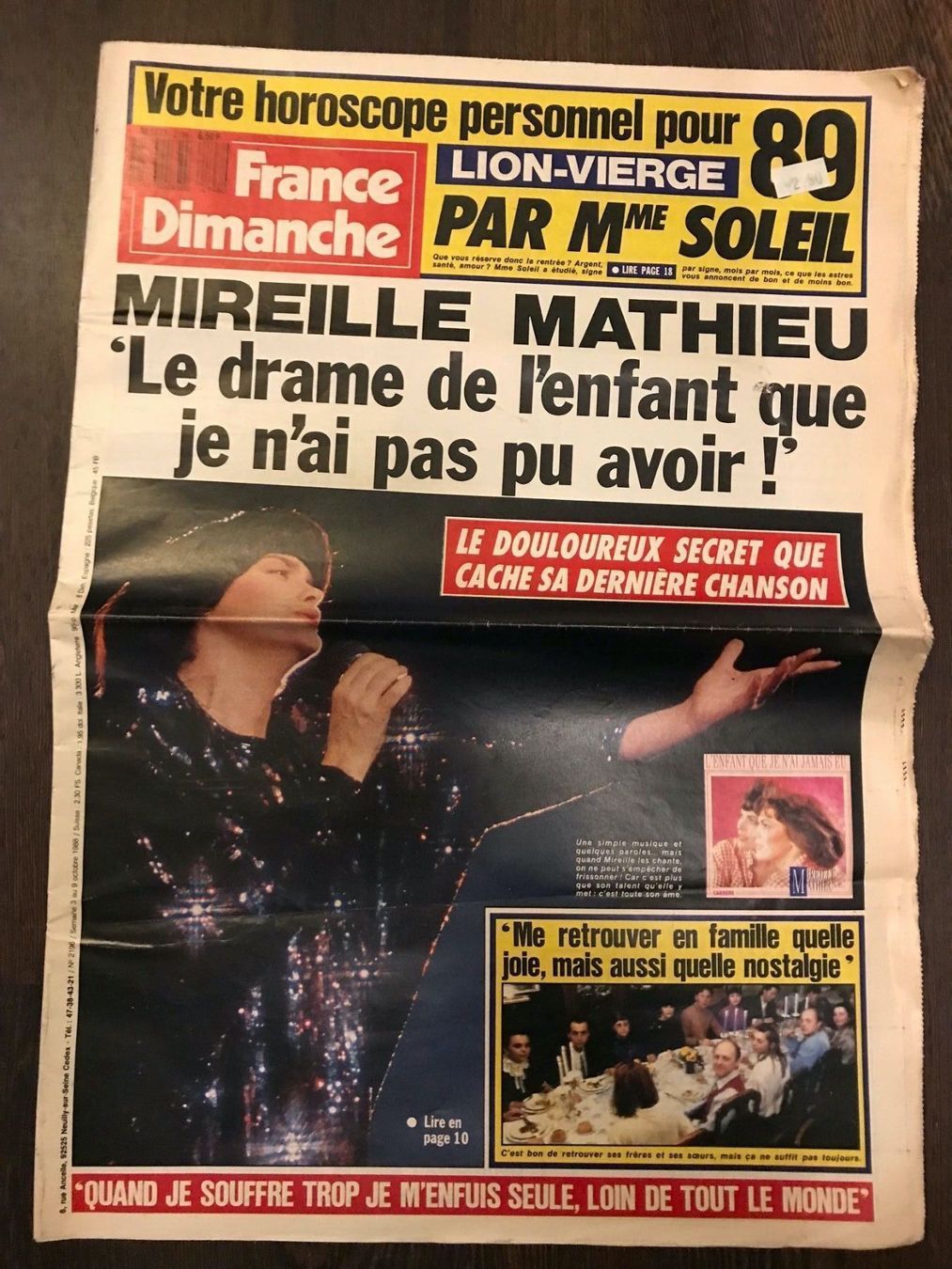 Revues & Magazines: France Dimanche 1988 Mireille Mathieu Florent Pagny ... – D'occasion à Zürich par Tarafo5