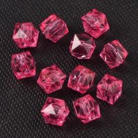 Acrylperlen Transparent facettiert Rot 50Stück