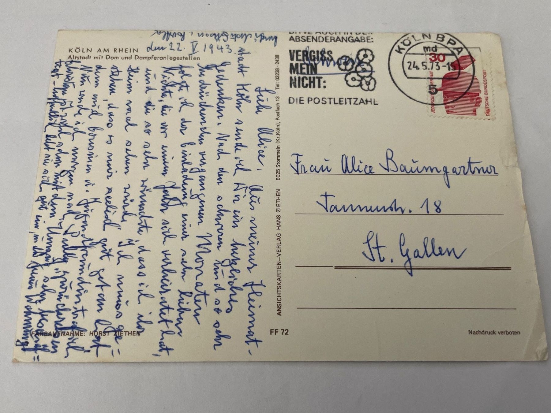 Cartoline postali: Ansichtskarte Bild von Köln am Rhein – Usato da St. Gallen venduto da Gallus8 1