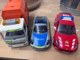 Playmobil Fahrzeuge Set Polizei Feuerwehr LKW gebraucht