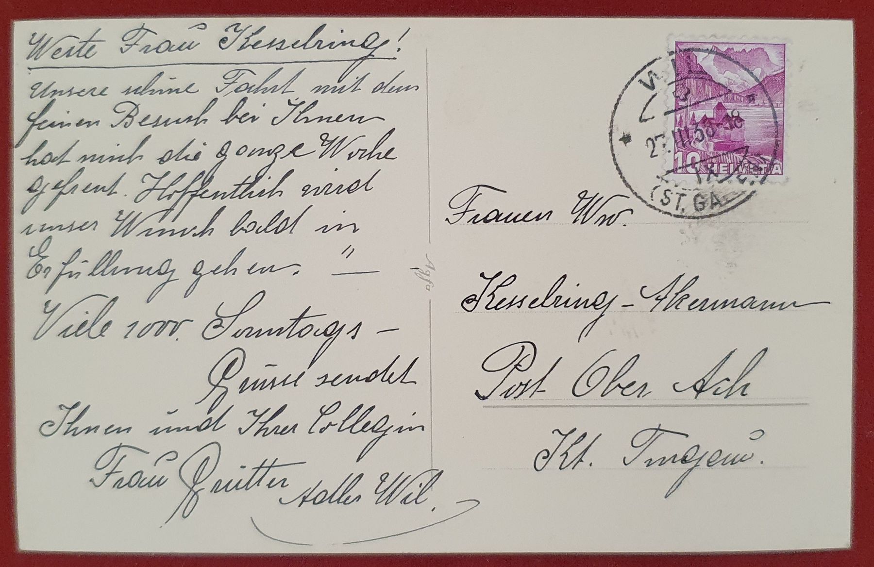 Cartoline postali: Wil 1938 – Usato da Kreuzlingen venduto da Rschweiz1 1