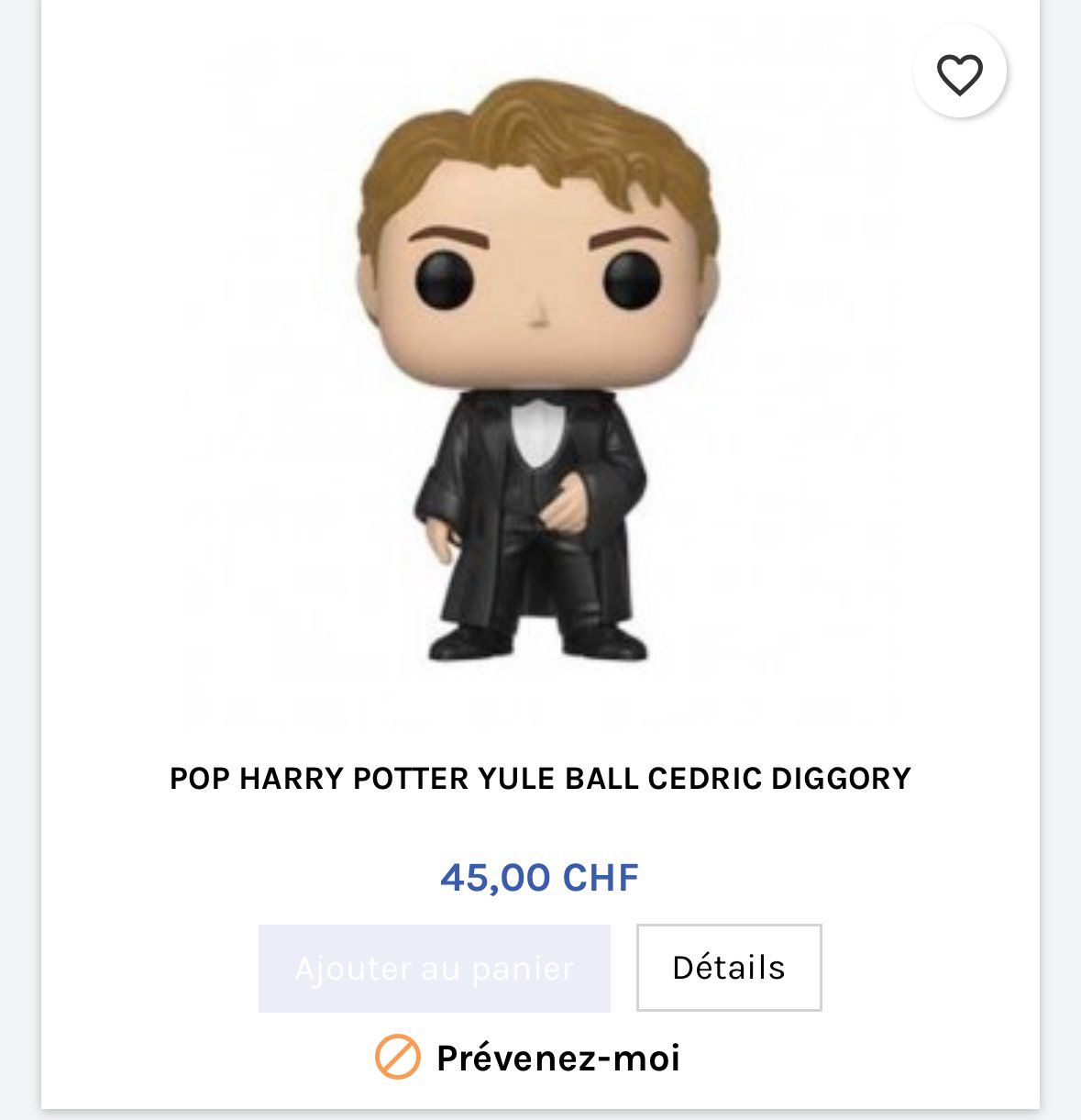 Funko Statuette: Funko Pop - Cedric Diggory - Yule Ball - 90 – Nuovo e nell'imballaggio originale da Grand-Lancy venduto da alf_8dk7 3